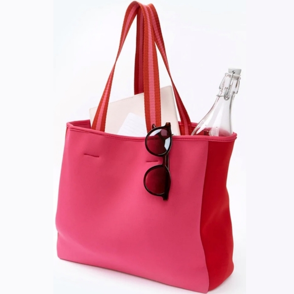 Summersalt x FabFitFun Pink & Red Neoprene Beach Summer Tote Bag Swimming Pool - Picture 3 of 16